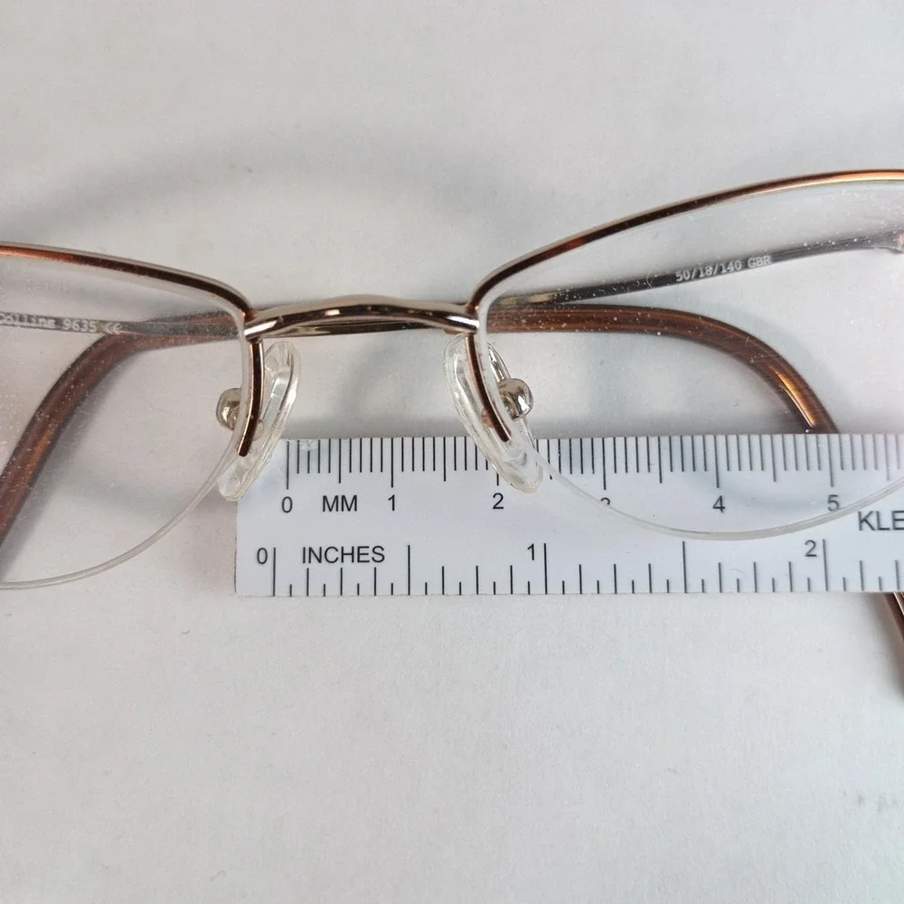 Joan Collins 9635 GBR 50-18-140 Gold/Brown Metal Half Rim Eyeglasses FRAME